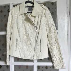 Cream colored Moto faux leather medium
